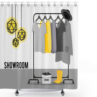 Personality  Vector Illustration With Showroom Shower Curtains