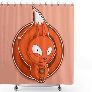 Personality  Cartoon Squirrel Holding Nuts. Shower Curtains