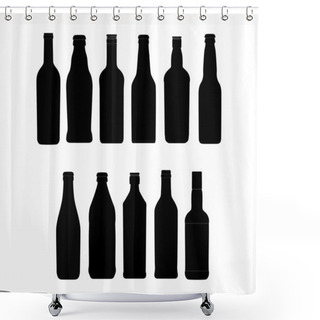 Personality  Abstract Bottle Sign Set Black Color Shower Curtains