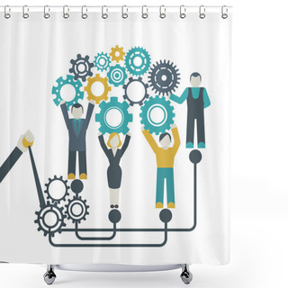 Personality  Gear Teamwork Concept Shower Curtains