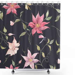 Personality  Watercolor Floral Pattern Shower Curtains