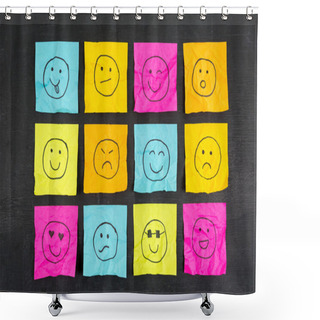 Personality  Crumpled Sticky Note Emoticons Shower Curtains