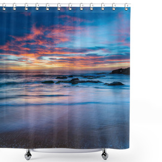 Personality  High Clouds Over The Sea, Blue, Pink And Orange Sunrise From Killcare Beach On The Central Coast, NSW, Australia. Shower Curtains