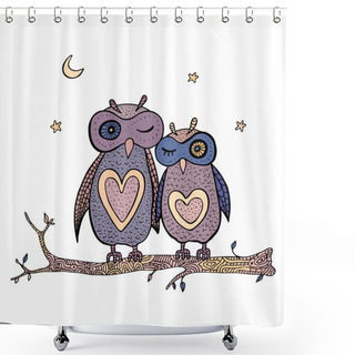 Personality  Two Cute Decorative Owls. Shower Curtains