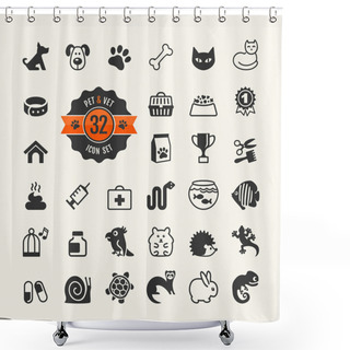 Personality  Web Icon Set - Pet, Vet, Pet Shop, Types Of Pets Shower Curtains