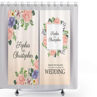Personality  Wedding Invitation With Squares Floral Frames Shower Curtains