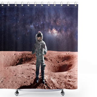 Personality  Brave Astronaut At The Spacewalk On The Mars. This Image Elements Furnished By NASA. Shower Curtains