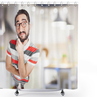 Personality  Crazy Young Man Thinking Shower Curtains
