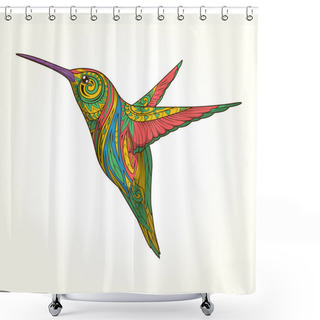 Personality  Hummingbird With Abstract Ornament Vector Shower Curtains