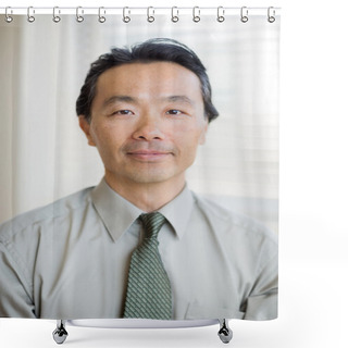 Personality  Confident Cancer Specialist Smiling In Hospital Shower Curtains