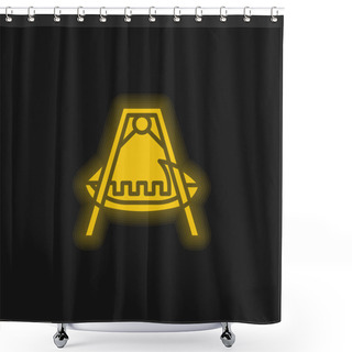 Personality  Boat Yellow Glowing Neon Icon Shower Curtains