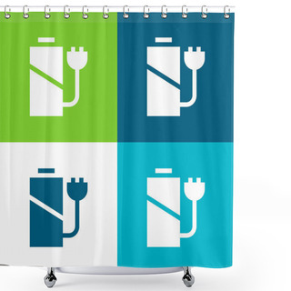 Personality  Battery Level Flat Four Color Minimal Icon Set Shower Curtains