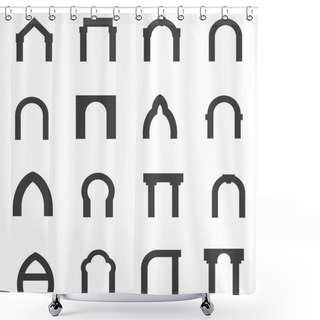 Personality  Black Monolith Vector Icons For Archway Shower Curtains