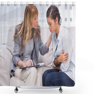 Personality  Therapist Comforting A Patient Shower Curtains