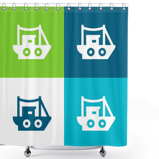 Personality  Boat Flat Four Color Minimal Icon Set Shower Curtains