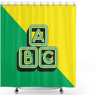 Personality  ABC Squares Green And Yellow Modern 3d Vector Icon Logo Shower Curtains