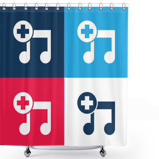 Personality  Add A Song Interface Symbol Blue And Red Four Color Minimal Icon Set Shower Curtains