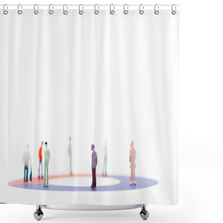 Personality  Close Up View Of People Figures On Round Diagram Isolated On White, Concept Of Inequality Shower Curtains