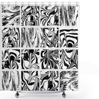 Personality  Set Of Ink Marbling Textures Shower Curtains