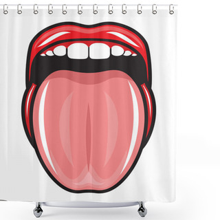 Personality  Open Mouth Sticking Out Tongue Vector Illustration Shower Curtains