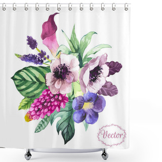 Personality  Vector Illustration With Watercolor Flowers. Shower Curtains