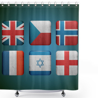 Personality  Vector Set Of Flags Shower Curtains