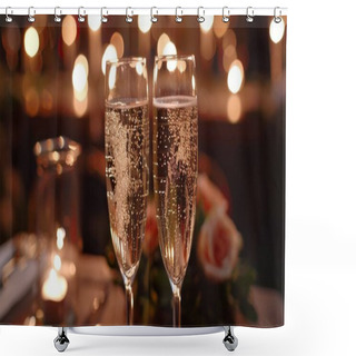 Personality  Engagement Party Sparkle, Fairy Lights, And Champagne Flutes. Shower Curtains