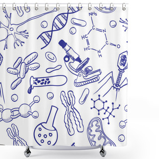 Personality  Biology Drawings - Seamless Pattern Background Shower Curtains