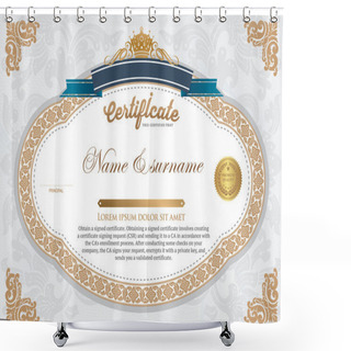 Personality  Certificate Design Template. Shower Curtains
