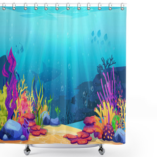 Personality  Underwater World Sea Bottom, Coral Reef, Seaweeds Shower Curtains