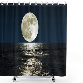 Personality  Moon Over Water Shower Curtains