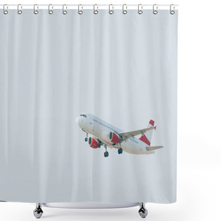 Personality  Aeroplane Taking Off With Cloudy Sky At Background Shower Curtains