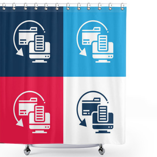 Personality  Backup Copy Blue And Red Four Color Minimal Icon Set Shower Curtains