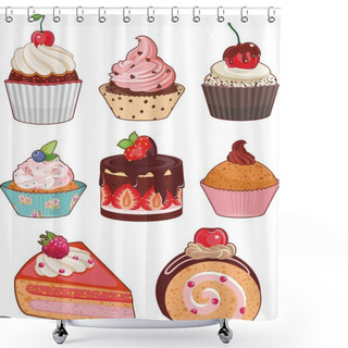 Personality  Cake Set Shower Curtains
