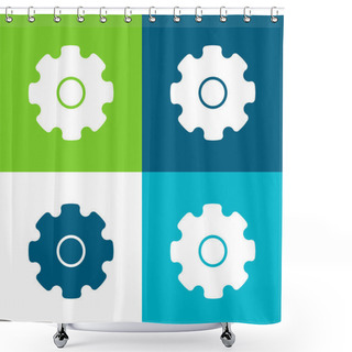 Personality  Big Cogwheel Flat Four Color Minimal Icon Set Shower Curtains