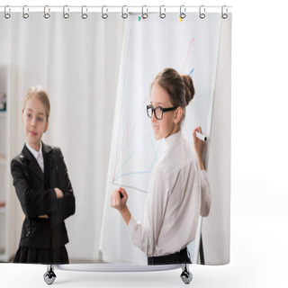 Personality  Two Little Girls In Formal Clothes Shower Curtains