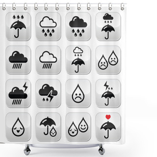 Personality  Rain, Thunderstorm, Heavy Clouds  Vector Buttons Set Shower Curtains