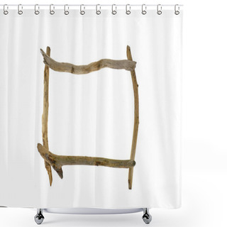 Personality  Driftwood Frame. Square Frame Of Thin Snags Isolated On White Background Shower Curtains