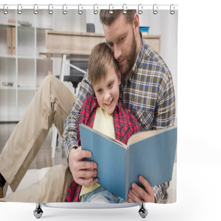 Personality  Freelancer With Son At Home Office Shower Curtains