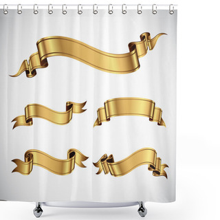 Personality  Gold Ribbons Shower Curtains