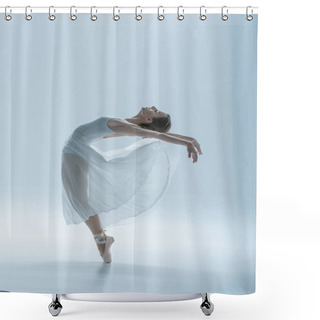 Personality  Beautiful Ballerina Dancing In Studio, Isolated On White Shower Curtains