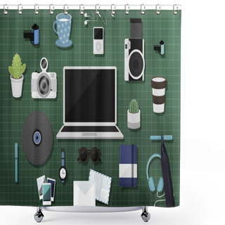 Personality  Technology Media Icons   Shower Curtains