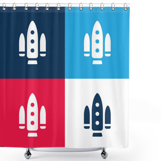 Personality  Apolo Project Blue And Red Four Color Minimal Icon Set Shower Curtains