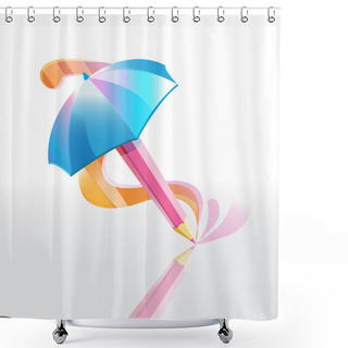 Personality  Vector Illustration Of A Pencil Umbrella. Shower Curtains