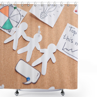 Personality  Cork Office Board With Pinned Paper Artwork Humans, Empty Message Card Shower Curtains