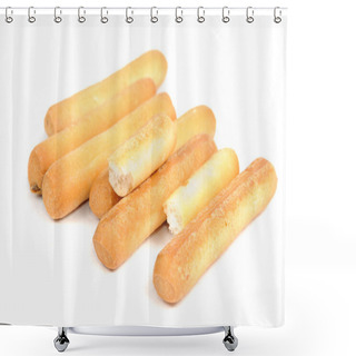 Personality  Breadsticks Isolated On White Background Shower Curtains
