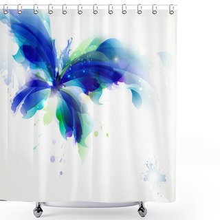 Personality  Abstract Butterfly With Blue And Cyan Blots Shower Curtains