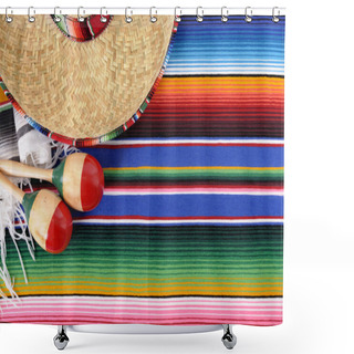 Personality  Mexican Background With Traditional Blanket And Sombrero Shower Curtains