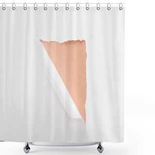 Personality  White Torn And Rolled Paper On Beige Background Shower Curtains