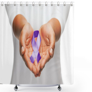 Personality  Hands Holding Purple Awareness Ribbon Shower Curtains